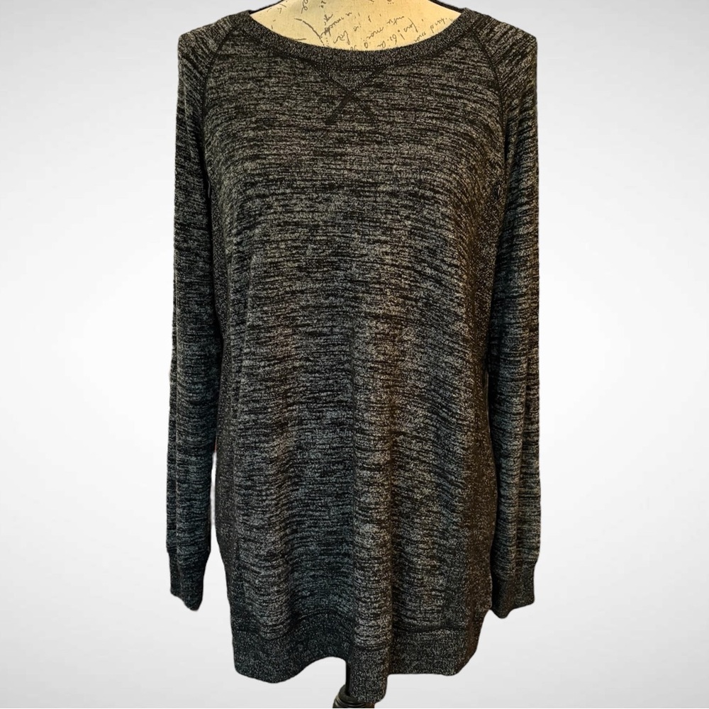 GAP Maternity Nursing Pullover Sweater Black & White Marled Stretch Side Zip